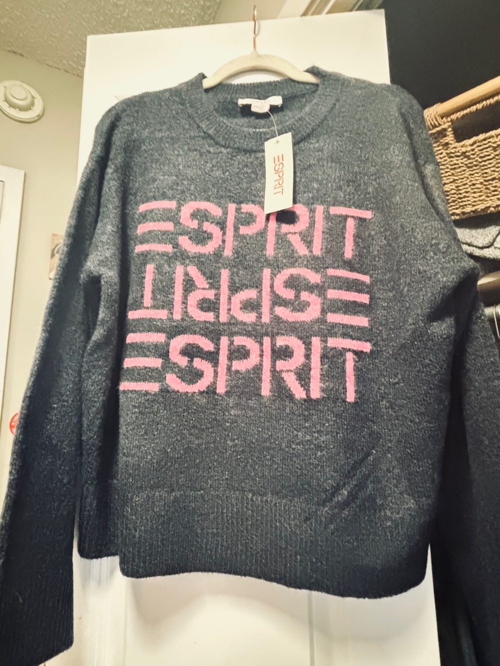 Esprit Crewneck Sweater with Pink Logo
